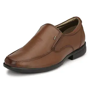 HITZ Men's Tan Slip-On Leather Comfort Shoes - 6