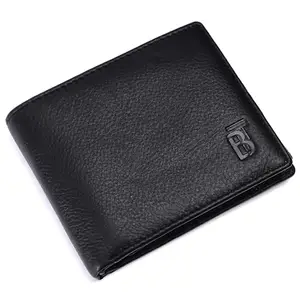 Breaking Threads Genuine Leather Tri -Fold Wallet for Men Black | Handcrafted | 3 Transparent Id Window | 9 Card Slots | RFID Card Holder