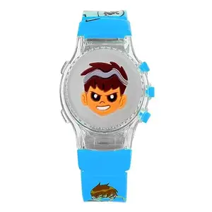 KRONOQ, Digital Kids Children Cartoon Toy Rotating Top with Lights Watch forb Boys and Girls (Turquoise)