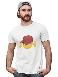 Bag It Deals Eyes CoveWhite with Cap Emoji T-Shirt (White) - Clothes for Emoji Lovers - Suitable for Fun Events - Foremost Gifting Material for Your Friends and Close Ones