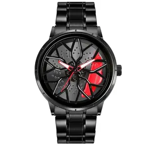 IIK COLLECTION Men's Car Wheel Watch with Spinning Car Rim Hub Design|| Analog Stainless Steel| Water Resistant, Scratch Resistant