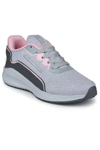 Columbus Selena Lightweight Sports Shoes for Women's & Girl - Daily use, Comfort Grip, Running, Walking, Casual use (L.Gry/B.Pink, Numeric_7)