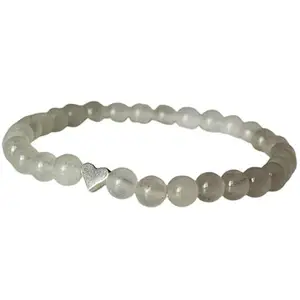 RRJEWELZ 8mm Natural Gemstone Crystal Rose Quartz Round shape Smooth cut beads 7.5 inch stretchable bracelet for men. | STBR_RR_M_02978