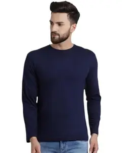 Hotspot Tees | Stylish Casual Men's Wear | Plain | Full Sleeve Round Neck | Navy Blue(L) T-Shirt