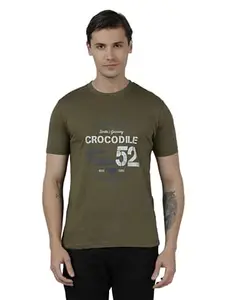 CROCODILE Men Graphic Printed T-Shirt | Youth Fit | Round Neck | Short Sleeve | Regular Length | Casual Pull On Topwear