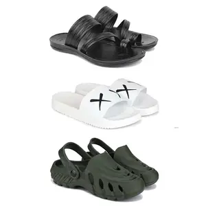 DRACKFOOT Men's Sandals | Lightweight Wear| Stylish & Easy to Wear For Men'S GRT-SAN-(COMBO-3)-3152-3029-3137-7