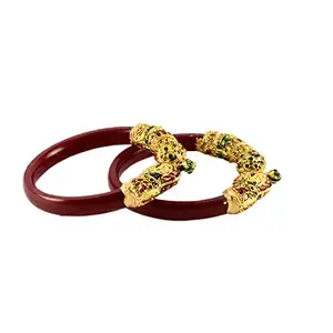MAYA FASHION Red Gold Platted Acrylic-Brass Bangle With Very Extra Large Size Elegant Extra Large Size Bangle | Perfect Fit for Plus Size banglesTrendy and Comfortable Fit for woman and girls | (Sku-ban991)