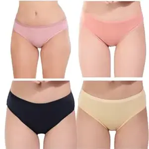 Women's Cotton Bikini Panties | Soft Breathable Everyday Innerwear | Stretchable Low-Rise Briefs (Pack of 4)
