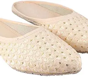 APRATIM Synthetic Women/Girls Traditional Flats/Casual Wear Ladies Slipper/Jutti Ethnic Footwear Beige Color (numeric_5)