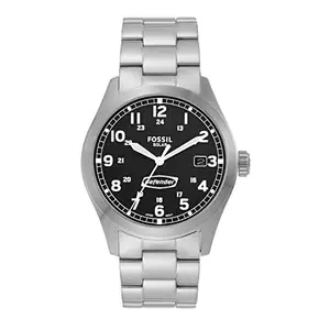 Fossil Men Stainless Steel Defender Analog Black Dial Watch-Fs5973, Band Color-Silver