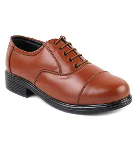 XHUGOY 2008 TAN (RED Colour) Police Formal Genuine Leather Oxford Shoe with Leather Lining for Men & Women
