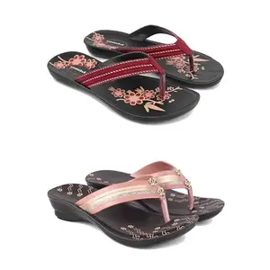 Stylish Heeled Sandals for Women/Comfortable & Lightweight, Daily Wear S_(Combo 2)-O22-1956-5