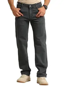 Bushirt Men’s Straight Fit Jeans for Men | 100% Cotton Non Stretch Denim Pant | Mid Rise Regular Fit Casual Wear Jeans | Classic 5 Pocket Button Closure | Durable Everyday Denim Jeans
