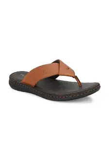 FRANCO Brown Leather Slipper For Men (FL135BROWN-9)