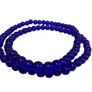 De-Autocare (Pack Of 1 Unisex Blue Color Medium Size 24cm Size 8mm Beads Stone Moti Mala Chain Bracelet