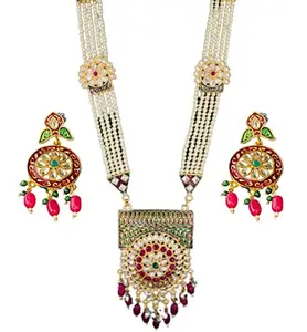THE OPAL FACTORY Gold-Plated Rajasthani Bridal Jewellery Set for Women Latest Rani Haar Traditional & Stylish Long Necklace Set