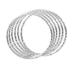 Peora Silver Gold & Rose Gold Plated Metal Bangles Bracelet Fancy Gift for Women (6 Pcs. 2.6 inch)