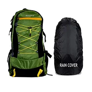 Dejan Bags Polyester 60 Ltrs Big Compartments Lightweight Zipper Rucksack Backpack Bag for Camping Hiking Trekking with Laptop Compartment- (Green)