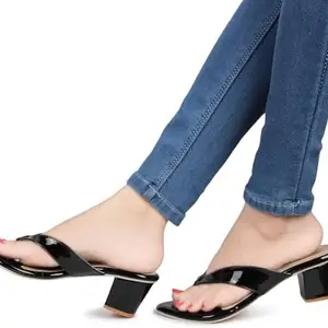 Picktoes PT-R-375 Women's Black Synthetic Leather Casual Heel Sandal