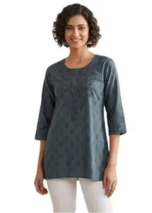 LIBA CREATIONS Rayon Short Kurta for Women | Lakhnavi Chikankari Embroidered Ladies Kurti, Stylish Girls Top, Ethnic Half Kurtas 1pcs