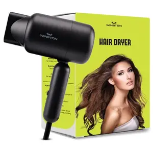 WINSTON Ionic Foldable Hair Dryer - 1400W | Compact, Foldable, and Damage-Free Drying Blow Dryer with Low Noise & Overheat Protection - 1 Year Warranty