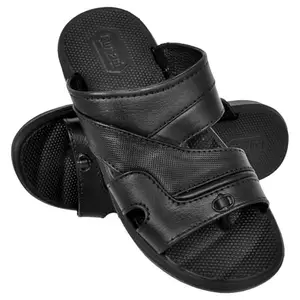 Rupani PVC Synthetic Mens Slippers Comfortable, Lightweight, and Durable Casual Footwear for Everyday Wear, Color: Black (Design 3- Black, UK Footwear Size System, Adult, Women, Numeric, Medium, 7)