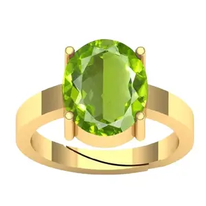 BALATANK 12.25 Ratti 11.50 Carat Certified Green Peridot Gold Panchdhato Metal Adjustable Ring/Anguthi for Men and Women