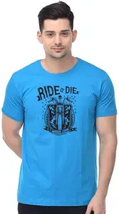 GIFZY Graphic Print Men Round Neck Blue T-Shirt () GF-519_Ride_BL_L