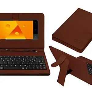 ACM Keyboard Case Compatible with Panasonic P99 Mobile Flip Cover Stand Direct Plug & Play Device for Study & Gaming Brown