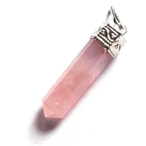 Atindriya Healing Organics Divine Natural Rose Quartz Faceted Pencil Shaped Pendant - A Symbol of Love, Harmony, and Emotional Well-being, Comes Complete with a Sleek Chain