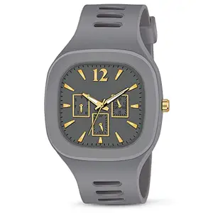 Altegic Branded Silicone Strap Analog Sports Watch Rectangular Dial New Model Men Watches Quartz  Wrist Watches for Men or Boys (Grey)