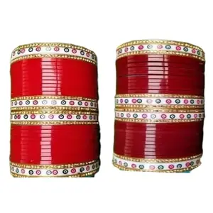 PMIPS FOR WOMAN AND GIRLS Chura Bridal Punjabi Choora [PACK 2] MAROON AND RED CHOODA SET 012 (2.8)