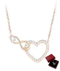 GZRC-YDDK Heart Pendant, Rose Gold Heart Necklace for Women, Stylish Chain for Girls, Fine Pendant Necklace for Women, Gift for Her, 45cm Chain with Gift Box