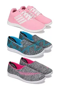 Zenwear Sports (Walking & Gym Shoes) Running, Loafers, Sneakers Shoes for Women Combo(Zen)-1704-3217-1543 Multicolor (Pack of 3)