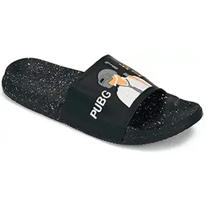 TieFit Mens's Casual Fashion Slide Slipper Black Orange UK/IN-9