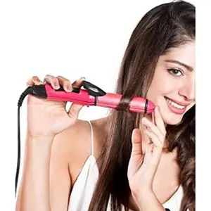 DHARTI 2 In 1 Hair Straightener And Curler For Women With Ceramic Plate | Hair Straightener And Curler Combo (Pink)