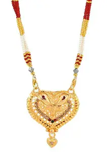 Handicraft Kottage Traditional Red and Yellow Mangalsutra Necklace Sets Jewellery For Women and Girls