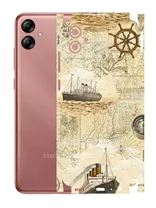 AtOdds - Compatible for Samsung Galaxy F04 - Mobile Back Skin Sticker Wrap - Lamination - Back Screen Guard Protector (Coverage - Back+Camera+Sides) (Design - Pirate Map)