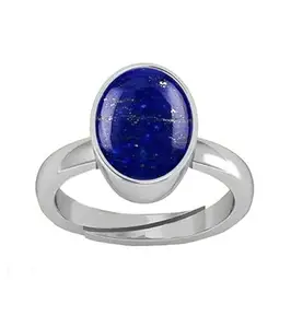 SIDHGEMS 6.00 Ratti / 5.45 Carat Blue Lajward Stone Panchdhatu Adjustable Silver Plated Ring Natural AA++ Quality Original Lapis Lazuli Lajwart Rashi Ratna Pathar Gemstone for Men and Women