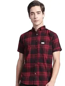 Majestic Man Men Cotton Checkered Half Sleeve Slim Fit Casual Shirt