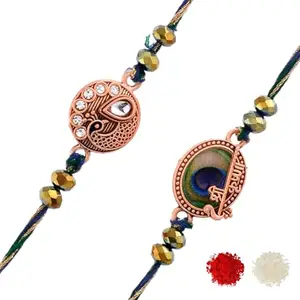 VOYLLA Divine Motifs Men's Embellished Thread Rakhis|Pack Of 2 Rakhi|Rakhi For Brother|Rakhi Combo|