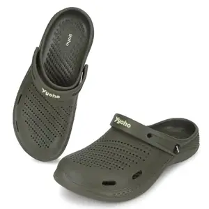 YOHO Classic Clogs for Men | Cushioned Footwear | Lightweight | Waterproof l Stylish Olive Green