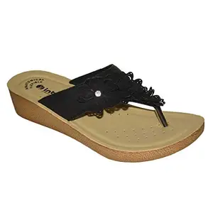 PP07_WOMEN_BLACK_40 inblu Low Heel Ladies Sandal Chappal for Formal and Casual use chapal for Women Ladies Sandal Footwear for Girls Stylish Ladies Slipper - Size 5 to 9 inch - PU Sole chapal (40, Black)
