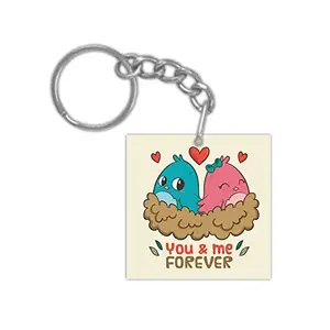 TheYaYaCafe Yaya Cafe Valentine Gifts for Girlfriend Wife, You and Me Forever Love Birds Keychain Keyring