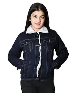 Xylam Women's Denim Jacket With Soft Warm Faux Fur Lining inside | Blue Warm Girls Jacket For Party Wedding | Latest Stylish Full Sleeves Comfort Fit Collar Jacket For Women