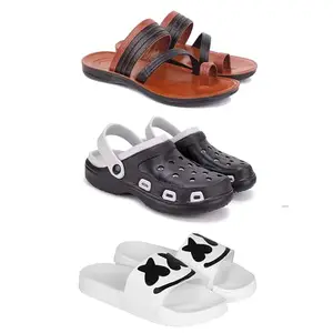 DRACKFOOT Men's Sandals | Lightweight Wear| Stylish & Easy to Wear For Men's GR-SAN-(3-COMBO)-3151-3018-3030-6