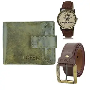 LOREM Watch-Artificial Leather Belt & Wallet Combo for Men (Fz-Lr29-Wl22-Bl02)