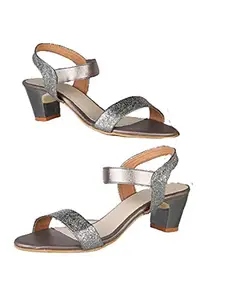 WalkTrendy Womens Synthetic Grey Sandals With Heels - 5 UK (Wtwhs519_Grey_38)