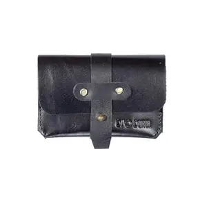 DUO DUFFEL Handmade Genuine Leather Unisex Business Credit Card Holder (Black)
