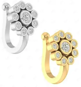 VAMA FASHIONS Clip on Nose Ring Pin Pressing Type Non Piercing NosePin for Girls & Women (Silver Gold Nose Pin)